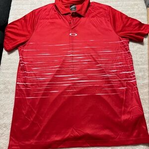 Oakley Men's Polo Shirt in Vibrant Red Medium